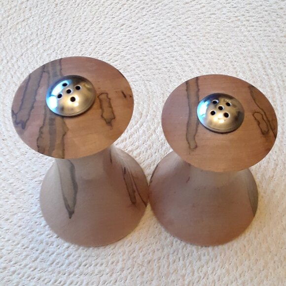 Spalted Maple Turned Wood Salt & Pepper Shakers - Picture 7 of 11